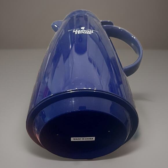 VTG Maxwell House Blue Carafe Thermos Glass Lined Coffee Pot Tea Insulated NICE! - Picture 10 of 10